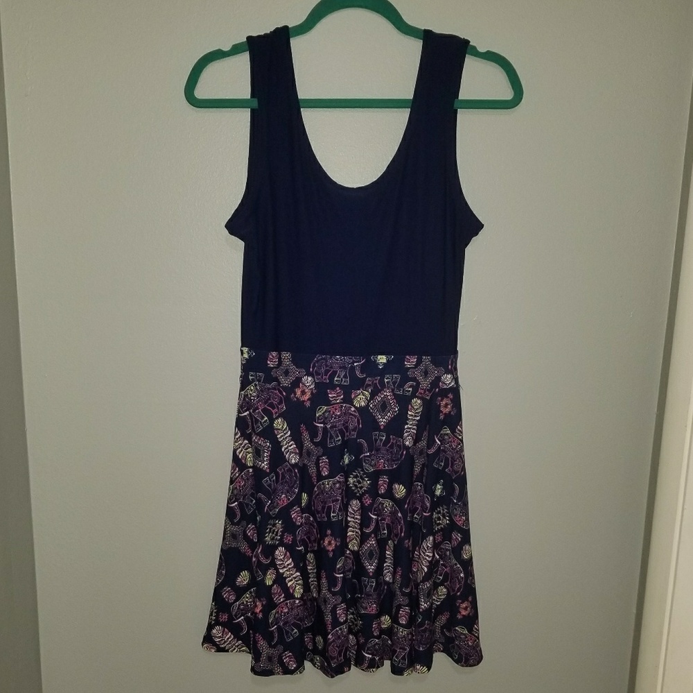 Elephant/feather print skater dress